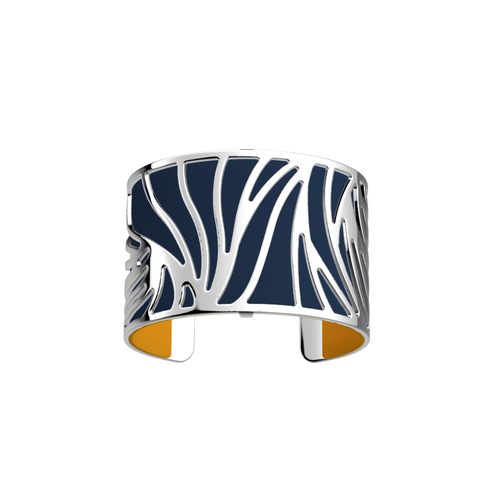 manchette-40mm-perroquet-cuir-sun-marine-argentée