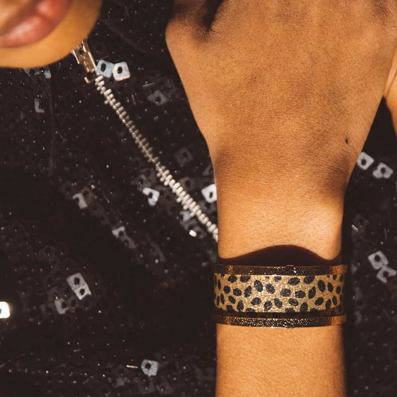 MANCHETTE PURE SERPENT CUIR GU&Eacute;PARD